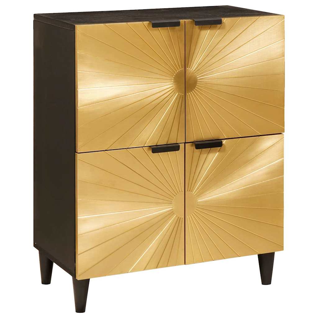 Side Cabinet Black and Gold 60 x 33.5 x 75 cm Solid mango wood